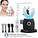 Ralexidog U-Shaped Toothbrush for Adults, All-in-One Foam Mousse & Ultrasonic Clean, Hands-Free with 4 Brush Heads, Blue LED Light, Advanced Charging Base (Black)
