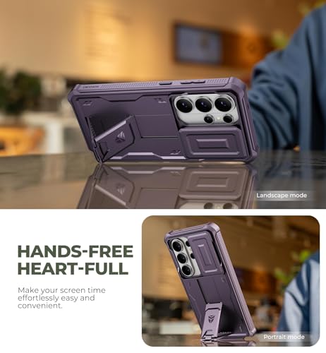 Image of Dexnor for Samsung Galaxy S26 Ultra Case with Upgraded Slide Camera Cover & 2 Front Frames & Built-in Screen Protector & Kickstand, Heavy-Duty Rugged Case Full-Body Protective Cover(2026),Purple