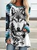 Bengbobar Western Sweatshirts for Women Native American Aztec Print Pullover Long Sleeve Crewneck Crewneck Sweatshirt, Aztec Print Wolf-36, XXL #1