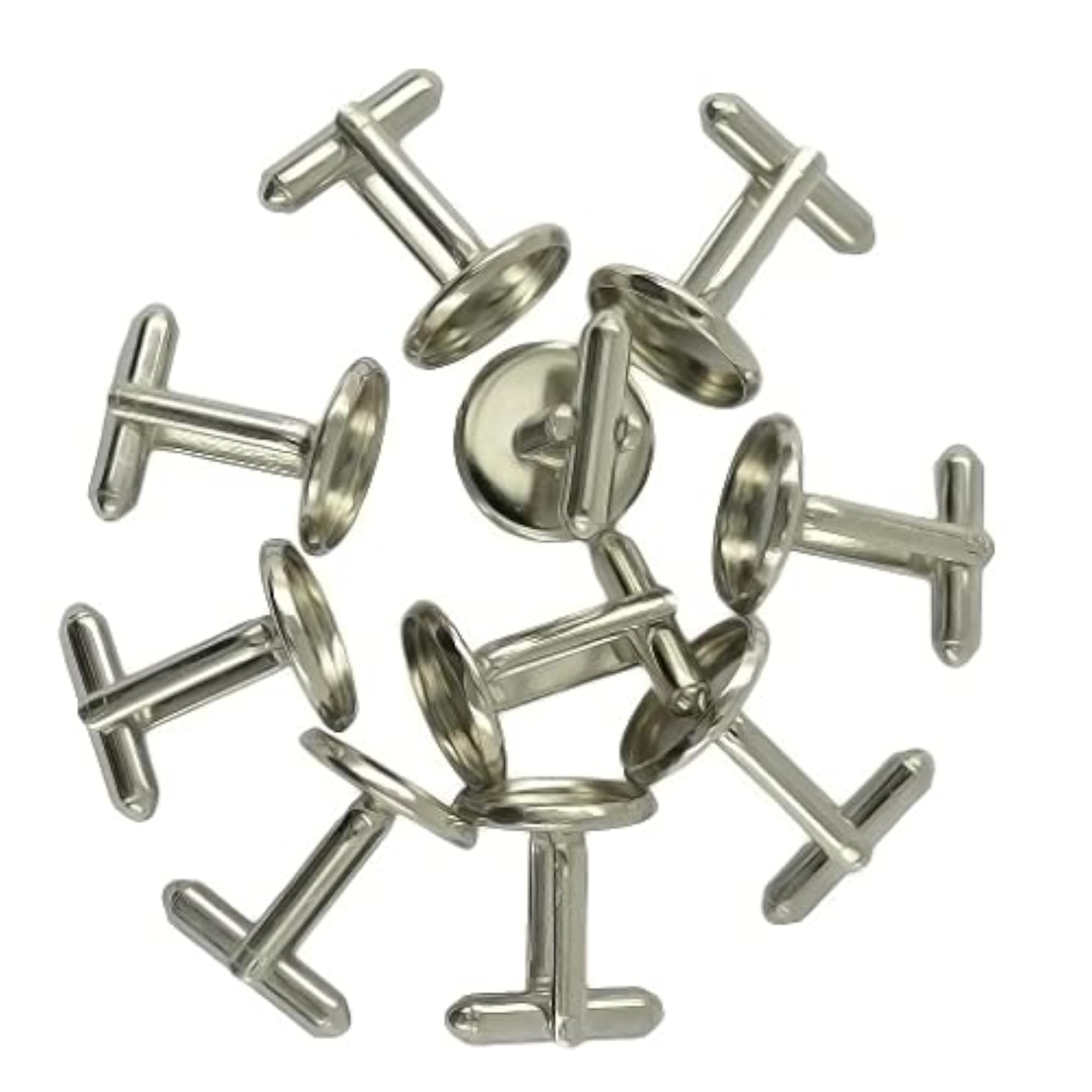 Round Blank Bezel Setting Base Cuff Links DIY Silver