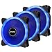 EZDIY-FAB Ventilador de Anillo de 120mm PWM LED,Ventilador de Caja PWM LED,Enfriador de CPU y Radiadores,Azul 4-Pin 3 Pack