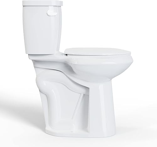 Miniatura 3 de SUPERFLO Inodoro alargado alto de 21 pulgadas de alto, descarga individual y áspero de 12 pulgadas, recipiente de inodoro de baño con trampa en S y