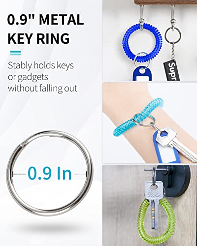 Uniclife 10 Color Wrist Keychain Flexible Spring Spiral Coil Key Holder With Key Ring Stretchable Clear Wristband Wristlet Bracelet Hair Tie For Id Badge Sauna Gym Pool And Outdoor Sports, 20 Pcs #TOP5