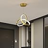 YLTLINK Modern Ring Led Ljuskrona, 20W Clover Shape Rund Ljuskrona, Dimbar 3000K ~ 6500K Nordic taklampa för vardagsrum kök ö, 3 färger Höjd Justerbar Ljus (Golden)-1 st #3
