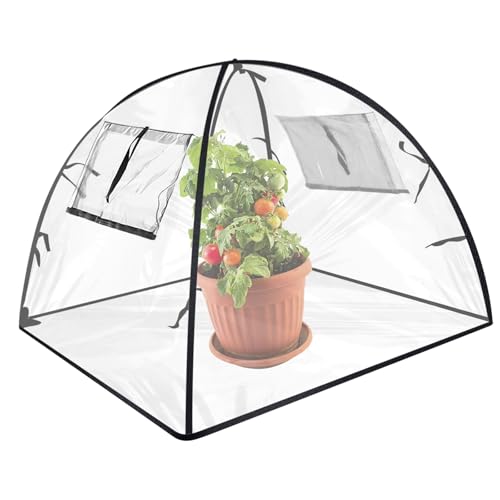Gartengewächshaus, 56X56X56 cm Pop-Up Mini Gewächshaus, Transparentes PVC Überwinterungszelt für Pflanzen, Pflanzenabdeckung, Kleines Gewächshaus Outdoor für Garten, Blumen, Setzlinge, Balkon, Gemüse
