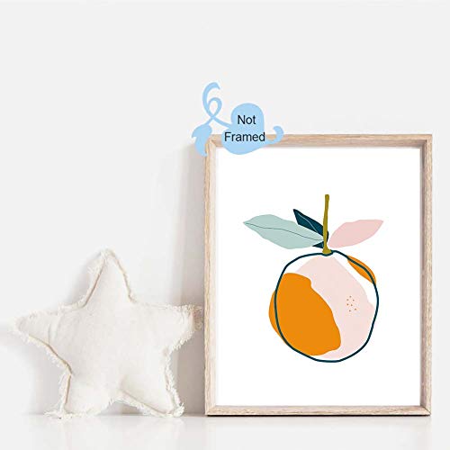 Xun Colorful Fruit Art Print-- Abstract Orange Pear Lemon Botanical Canvas Wall Art--(8”X10”X3 Pieces, Unframed)--Perfect For Kids Room Kitchen Decoration #TOP4
