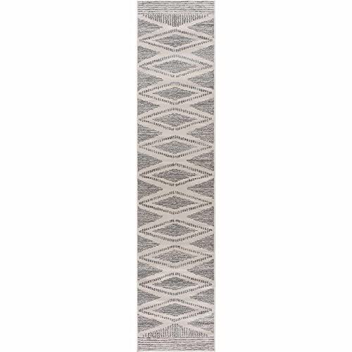 Hauteloom Tigris Nikea Geometric Southwestern Farmhouse Entryway, Kitchen Runner Rug - Long Carpet - Vintage Distressed - Boho Aztec Tribal Pattern - Ivory, Beige, Gray - 2'7