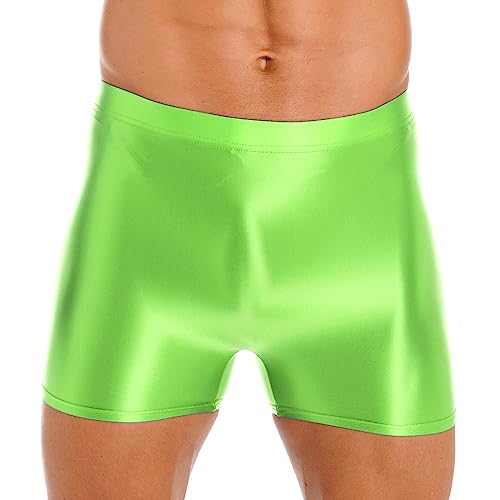 YiZYiF Men's Elastic Nylon Glossy Underwear High Waist Sports Bottoms Swimming Trunck Boxer Shorts2