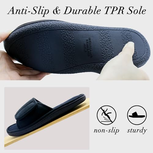 Image of Magtoe Adjustable House Slippers for Men Soft Open Toe Breathable Indoor Slip on Mens Slides Sandals with Memory Foam for Home Bedroom,All Seasons