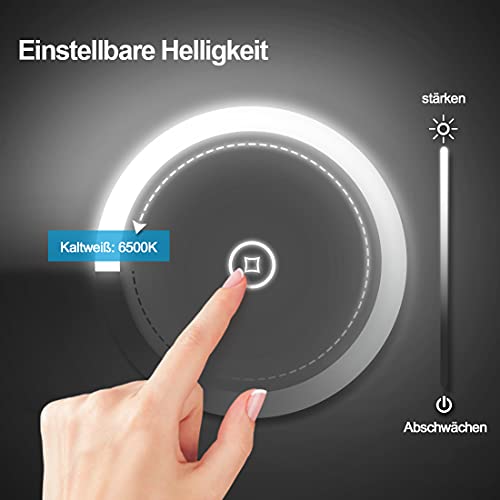 Badkamerspiegel met verlichting 80 x 60 cm LED badkamerspiegel 3 lichtkleuren warm wit/neutraal / koud wit dimbaar 3000… - Afbeelding 8