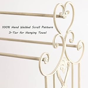 Free standing towel rack for bathroom 3 tier metal towel rack stand with shelf floor towel rack towel rack freestanding for bath towels hand towels washcloths modern retro white  urban country home decor