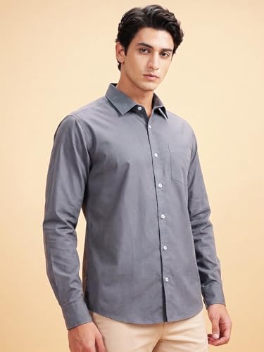 Image of Cozytton Men's Pure Cotton Solid Stylish Casual & Formal Wear Shirt | Stylish Regular Fit Full Sleeve Comfortable Office Party Trendy Shirt - Multi Color