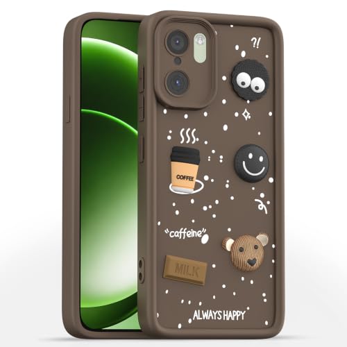 Image of Pikkme Back Cover for OnePlus 15R 5G | 3D Bear Silicone Cute & Fun Coffee Cartoon | Full Body Protection Bumper Case (Brown)