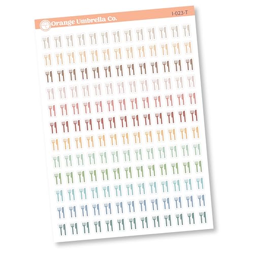 Fork and Knife Icon Planner Stickers | Meal & Dinner Planner Stickers | I-023 (Tranquility)