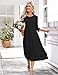 HOTOUCH Women's 3/4 Sleeve Casual Loose Solid Midi T-Shirt Dress (Black XL)