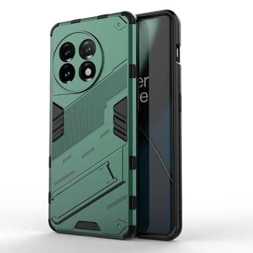 Image of SPL Punk Armor Bumper Back Case Cover for OnePlus 11 5G | Holder & Kickstand in-Built | 360 Degree Protection Back Case Cover (Green)
