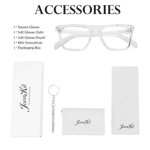 Image of JOVAKIT Square Frame Glasses for Women Men Non-prescription Clear Lens Eyeglasses Anti-Blue Light Lens Eyewear