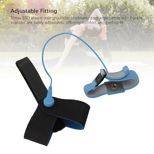 Image of 2 Pcs ESD One Size Fits All Anti Static Heel Grounder Straps, Adjustable ESD Shoes Straps with Buckle, Anti Static Foot Heel Straps for Grounding and Protecting Electronics Against Electric Shock