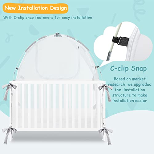 Yomecheo Baby Crib Tent, Baby Safety Crib Tent To Keep Baby From Climbing Out And Falling, Baby Mosquito Netting Crib Net Against Cats, Easy Set Up With Stable Rods Structure And Snaps #TOP3