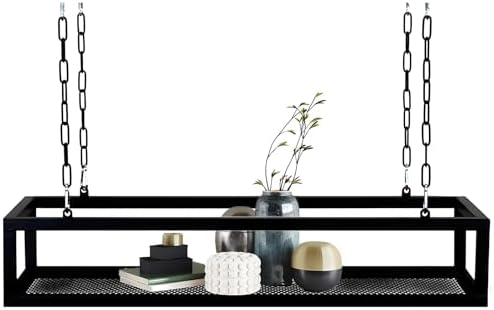 Ceiling Mounted Metal Shelves - Decorative Iron Storage Rack for Plants, Wine & Displays - Ideal Hanging Solution for Kitchen, Bar & Restaurant Decor