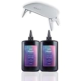 2x250g resina UV cristallina tipo duro a polimerizzazione rapida, kit resina UV con mini lampada UV portatile 6W per creazione di gioielli artigianato fai da te