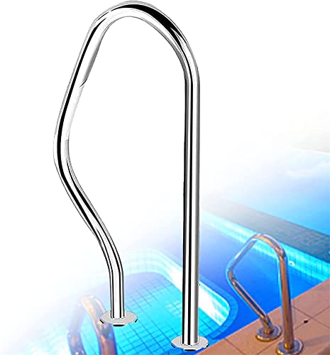 Swimming Pool Handrail 31.4x18.5 Inches 304 Stainless Steel for Inground or Steps, Deck Pool Hand Railing with All Accessories (Size : 1Pc)