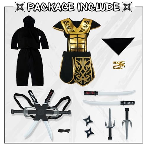 Digi Kids Halloween Ninja Costume For Boys,Golden Ninja Costume Set With Ninja Toys,Halloween Costumes For Kids 4-12T thumb #5