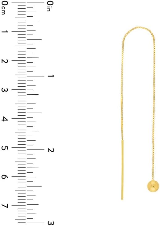 14k Yellow Gold 4mm Ball Threader Earrings Ball Earring for Women