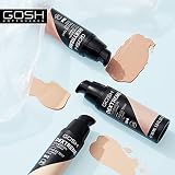 GOSH Dextreme Full Coverage Foundation 30 ml I płynny makijaż nawilżający dla nieskazitelnej cery, wegański makijaż twarzy o wysokiej sile krycia, zakrywa pryszcze i cienie pod oczami, 008 złoty