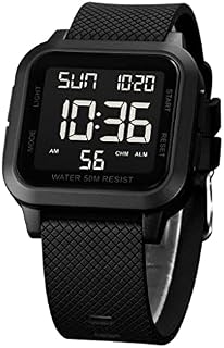zolohoni Square Men's Digital Watch Big Numbers Dial Large Face Waterproof LED Watches with Alarm Date Stopwatch