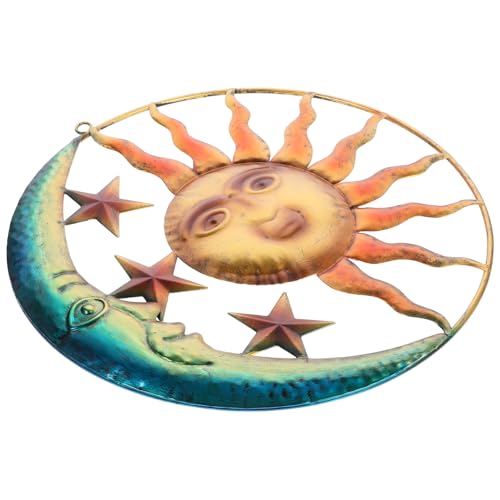 Alipis Wandbehang Aus Schmiedeeisen Solarlaternen Im Freien Dekoration Gartenmauer Solar- Abziehbilder Feentürausgang Wandaufkleber Sonnenblumen- Galvanisiertes Eisen