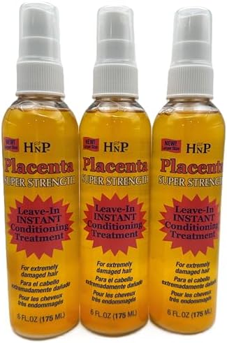 Hask Placenta Leave-In Conditioning Treatment Super Strength 6 Ounce (175ml) (3 Pack)