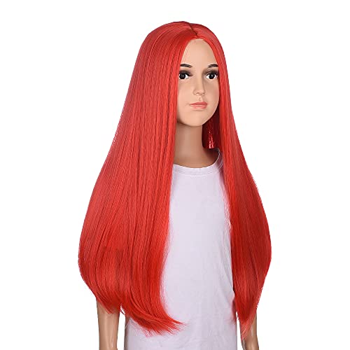 Girls Costume Wig Coraline Straight Long Red Kids Party Halloween Wig (Red) #TOP1
