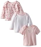 Absorba Baby-Girls Newborn 3 Pack Top Set, Pink/White, 6-9 Months