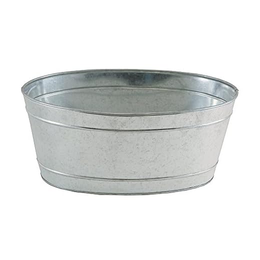 ACHLA Designs Small Oval Galvanized Tub (16.5" L x 10.75" W x 7.25" H), (C-51M)