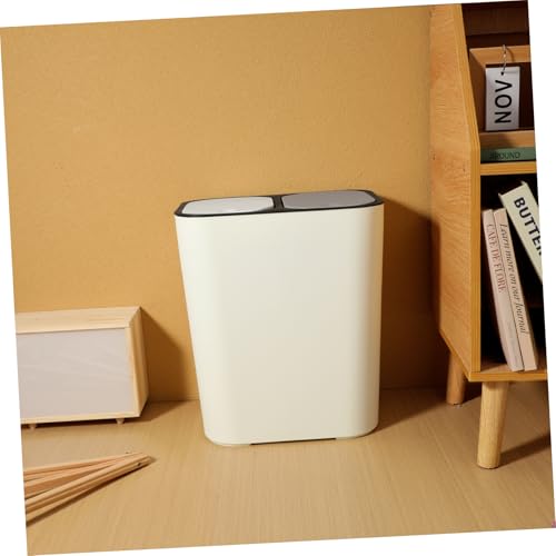 Bote de basura dual rectangular beige miniatura 5