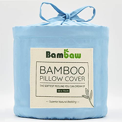 Bambaw Fundas de Almohada de Bambú | Tacto Suave y Fino | 2 x Funda Almohada | Fundas Almohada Antiácaros | Tejido Transpirable | Pillow Case | Azul Claro - 50x75 | Fundas de Cojín