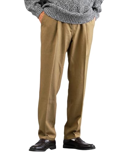 [JIGGYS SHOP] ジギーズショップ ウール調セミワイドパンツ｜M ブラウン スラックス イージー パンツ きれいめ メンズファッション ビジネス オフィス カジュアル ビジカジ ウールライク 黒 茶色 秋服 冬服 上品 大人 微光沢 シンプル