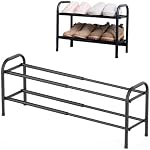 Black Double-Layer Stackable,2-Tier Expandable And Adjustable Metal Shoe Rack,Suitable For Storing Shoes,Small Shoe Rack At The Front Door,Sturdy Metal Material,Suitable For Small Space Apartments
