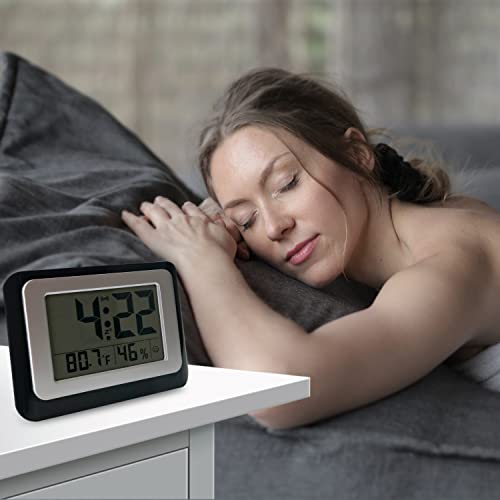 Ocest 6” Lcd Large Display Digital Wall Clock, Big Digits Desk Clock With Indoor Temperature Humidity, Multifunction Date, Backlight, Hourly Chime, Snooze Alarm Clock For Elders, Bedroom, Home, Office #TOP6