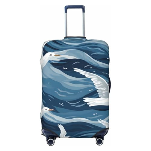 Funny Seagulls Travel Luggage Cover for Suitcase Anti-Scratch Fashion Suitcase Protector Washable Elastic Baggage Covers Fits 22-24 Inch Luggage for Travel Beach Holiday