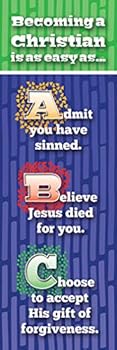 Bookmark (Pk of 25) Kids ABCs to Becoming a Christian ROM 10: 9 (Niv)