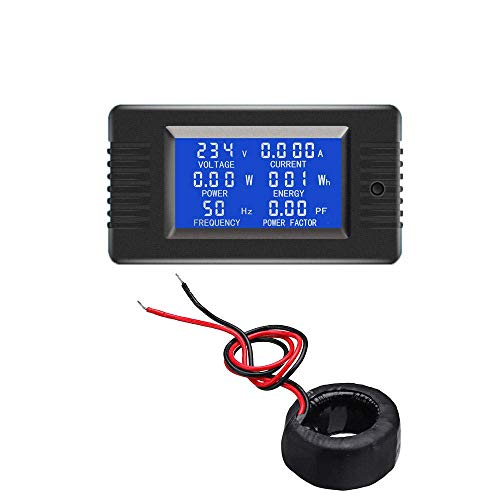 DollaTek Coil CT Transformador Cerrado 100A AC Pantalla Digital Monitor de energía Medidor de voltímetro Amperímetro Frecuencia Corriente Medidor de Factor de Voltaje