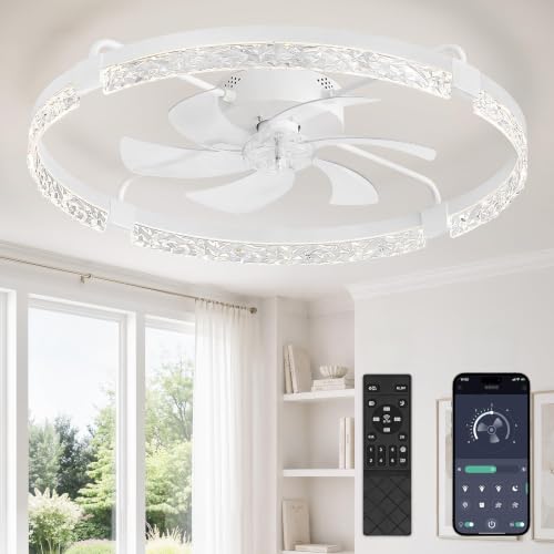 Image of LEDIARY 30 Inch Ceiling Fans with Lights White