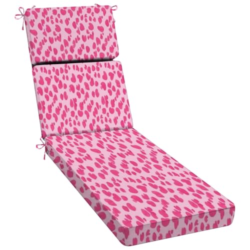 UHMLTCRBOD Chaise Lounge Cushions Outdoor Indoor Furniture Hot Pink Leopard Pink Spots Seamless Chair Cushion with Ties Waterproof Patio Recliner Chairs Cushions 72.5