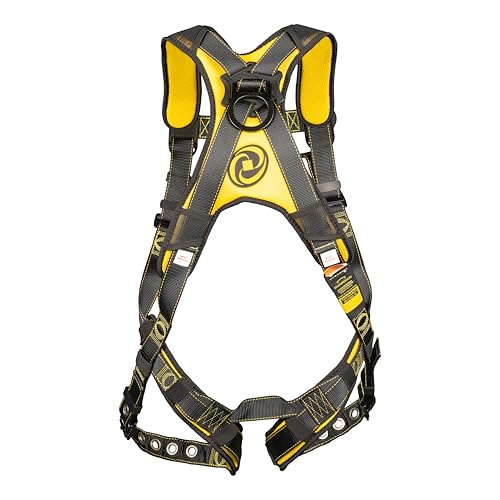Image of Guardian 21042 Cyclone Construction Harness with Comfort Shoulder Padding |OSHA & ANSI Compliant | Black /Yellow | M-L