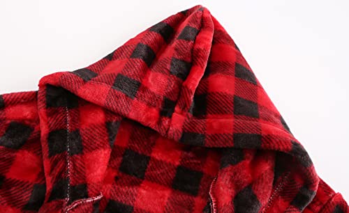 Image of Kids Hooded Bathrobe Girls Soft Plush Hooded Flannel Pajamas Sleepwear Boys Spa Robe