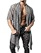 JOGAL Mens Mesh Fishnet See Through Cardigan Ruffle Shawl Collar Open Front Top White Medium