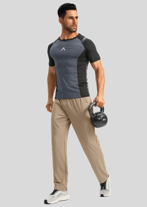 Pudolla Men's Athletic Pants with Zipper Pockets Stretch Workout Sweatpants Lightweight Running Joggers for Men - Image 6