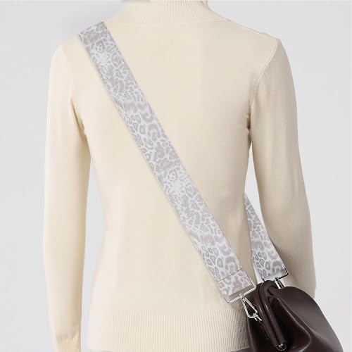 Image of Purse Straps Replacement Crossbody,Crochet Purse Strap for Handbags,Wide Shoulder Straps for Bags(1-Leopard White)